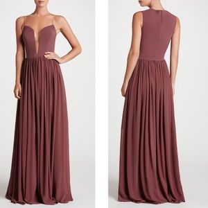 Dress the Population Sheer Neck Gown